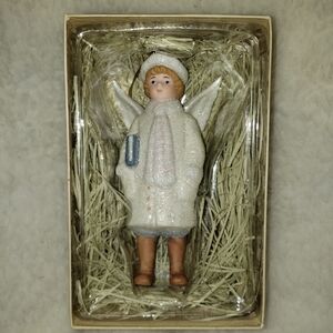 Charming Angel Figurine in White and Brown Ornament